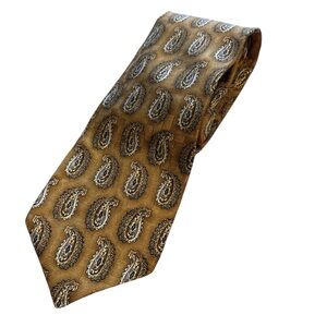 Zianetti Italian Silk Paisley Tie Gold Brown Blue Classic Luxury Necktie